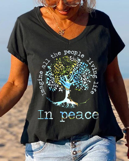 Imagine All The People Living Life Tree Of Life Graphic Tees