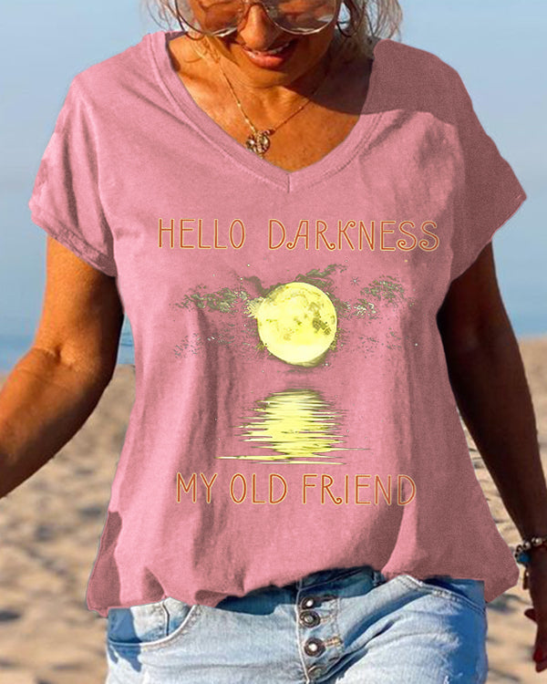 Hello Darkness My Old Friend Moonlight Printed Graphic Tees