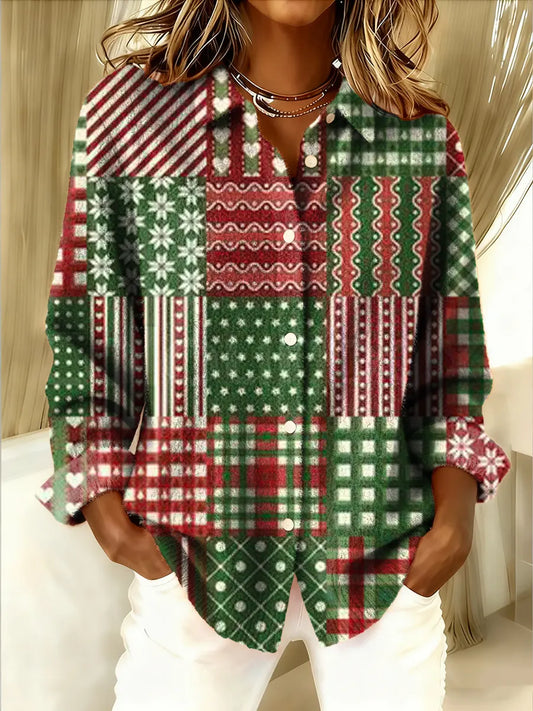 Women's Christmas Pattern Art Print Turtleneck Sweater