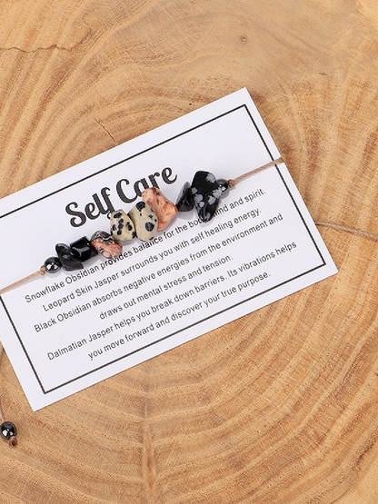 Self Care Stone Bead Set Meaning Gift Bracelet