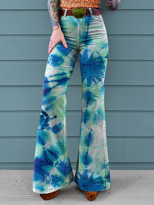 Women's Hippie Tie Dye Art Print Casual Wide Leg Pants