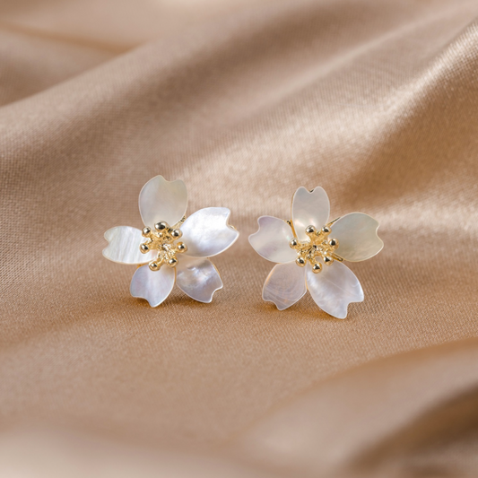 Dahlia Shell Flower Earrings