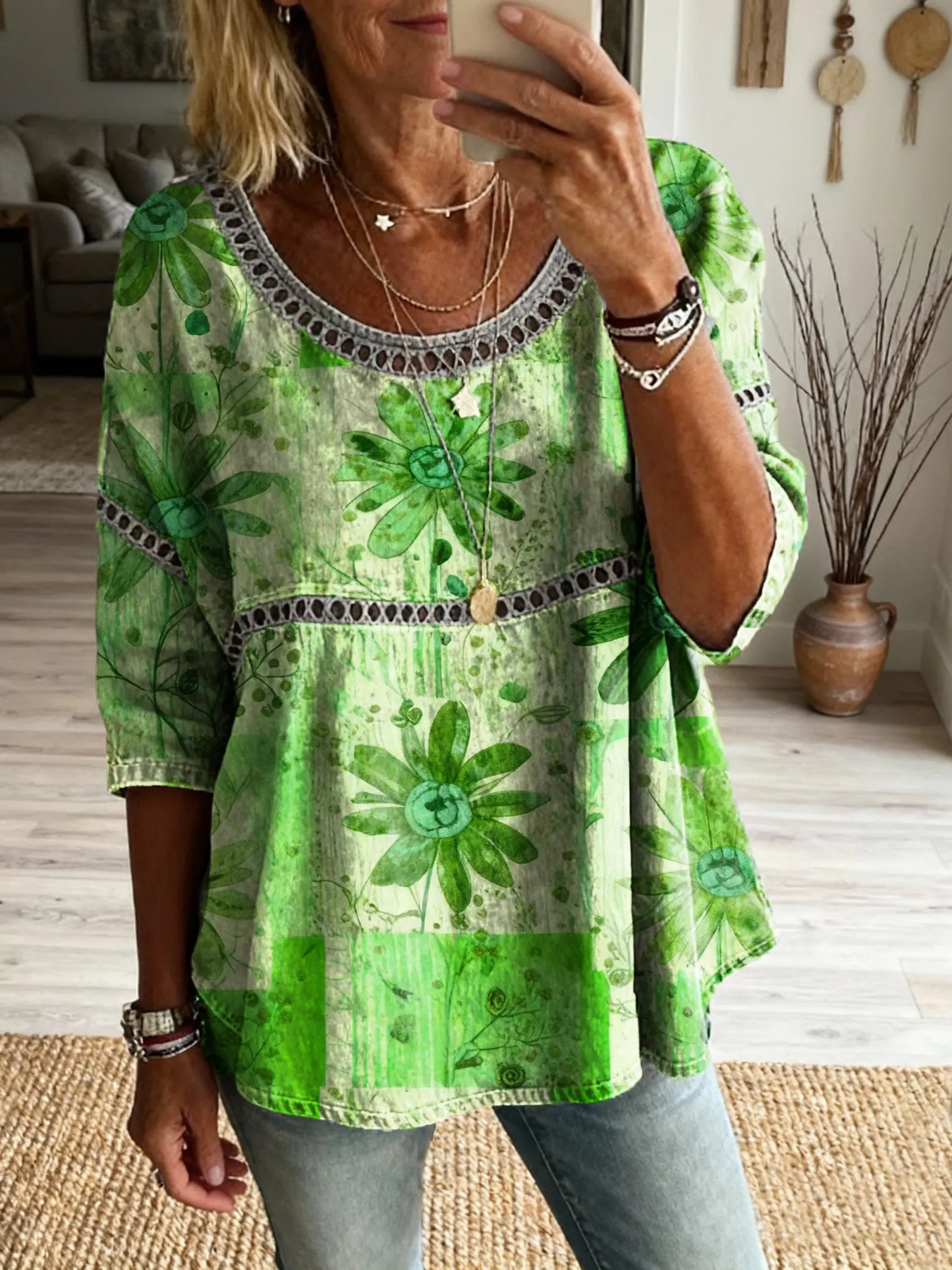 Bohemian Floral Cutout Top &Vintage Hippie Style