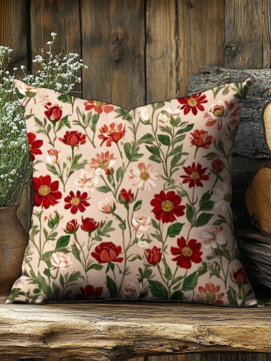 Retro Folk Flower Print Pillow