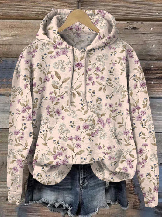 Tranquil Spring Floral Pattern Printed Casual Sweatshirt