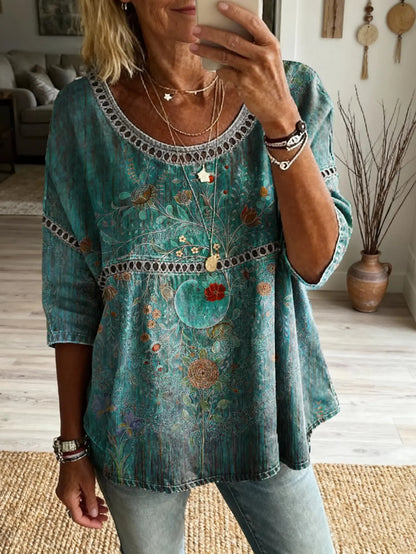 Bohemian Floral Cutout Top &Vintage Hippie Style