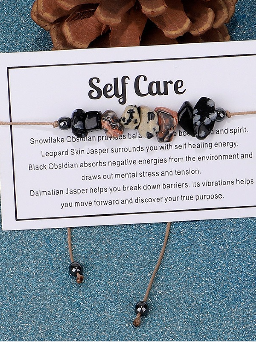 Self Care Stone Bead Set Meaning Gift Bracelet