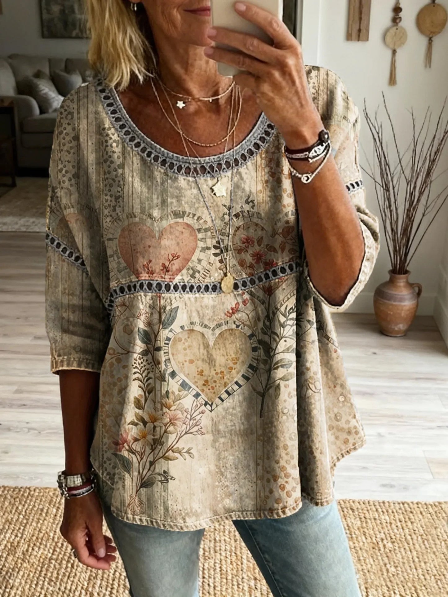 Bohemian Floral Cutout Top &Vintage Hippie Style