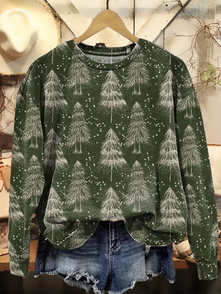 Christmas Tree Green Vintage Art Print Sweatshirt
