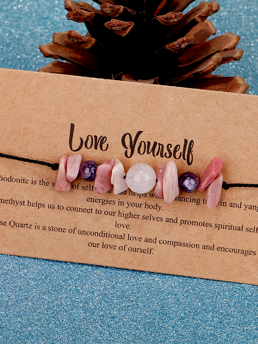 Love Yourself Stone Bead Set Meaning Gift Bracelet