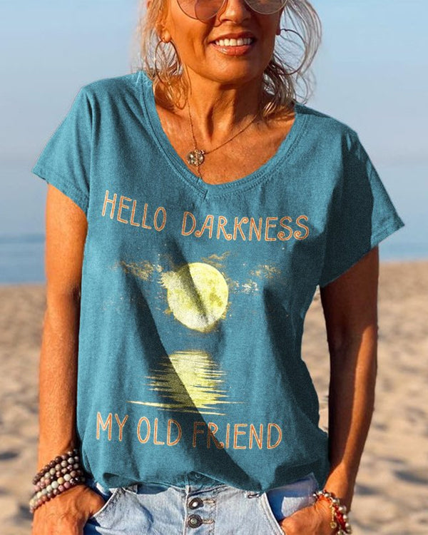 Hello Darkness My Old Friend Moonlight Printed Graphic Tees