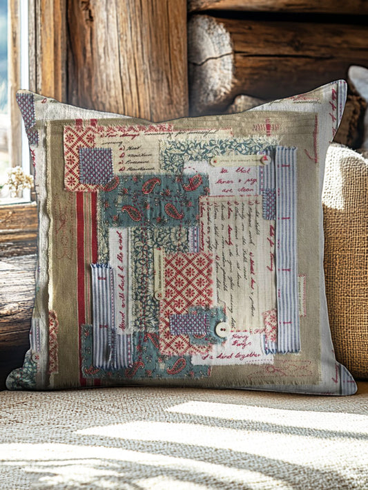 Floral Patchwork Art Print Pillow