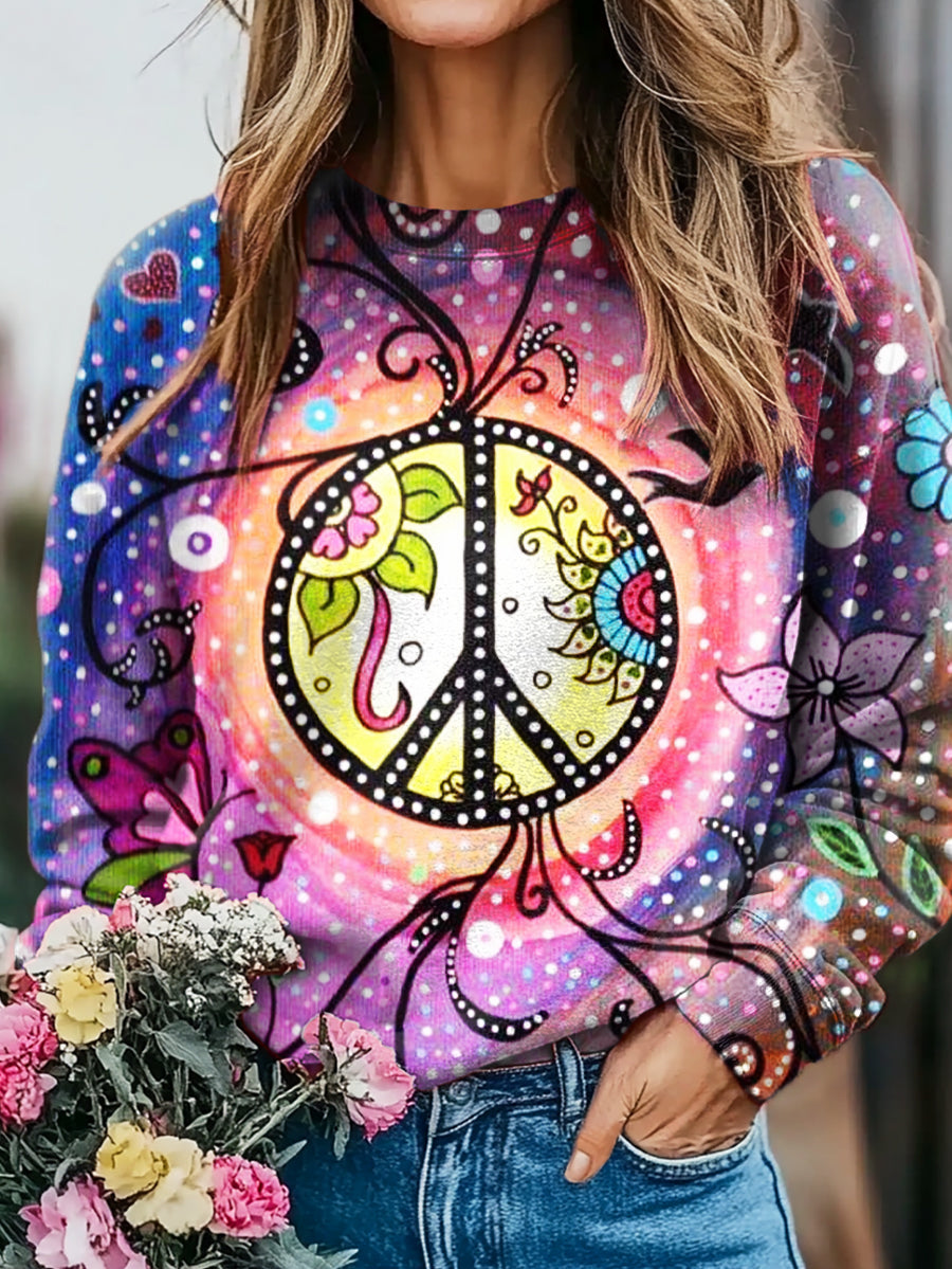 Hippie Art Print Casual  Sweatshirt