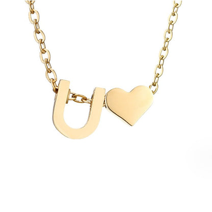 Forever Love & Letter Gold Necklace