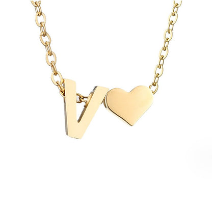 Forever Love & Letter Gold Necklace