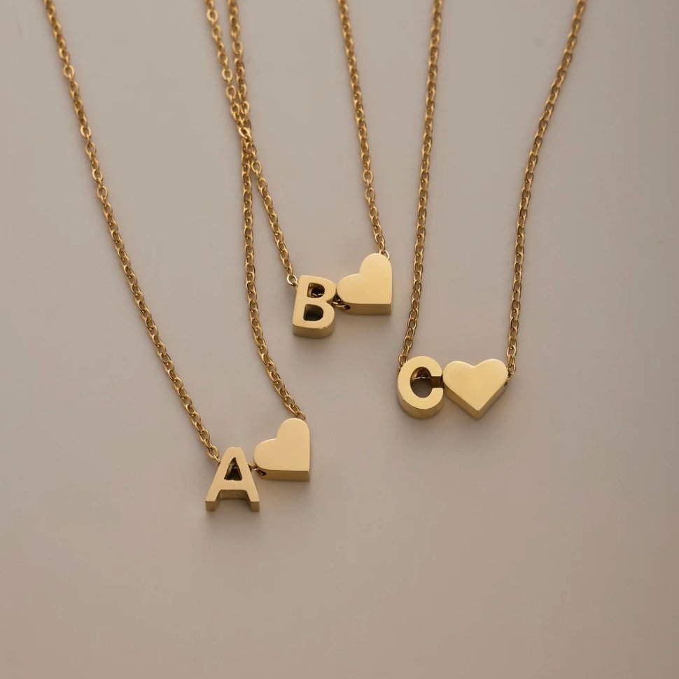 Forever Love & Letter Gold Necklace