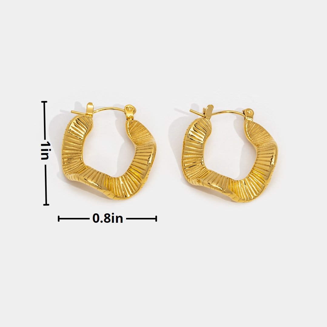 Geometric Wave Gold Hoop Earrings