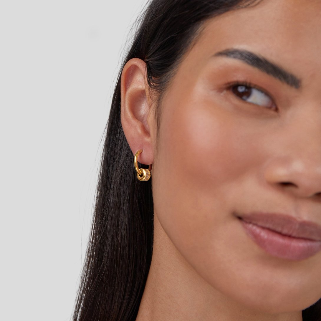 Gigi Crystal 18K Gold Hoop Earrings