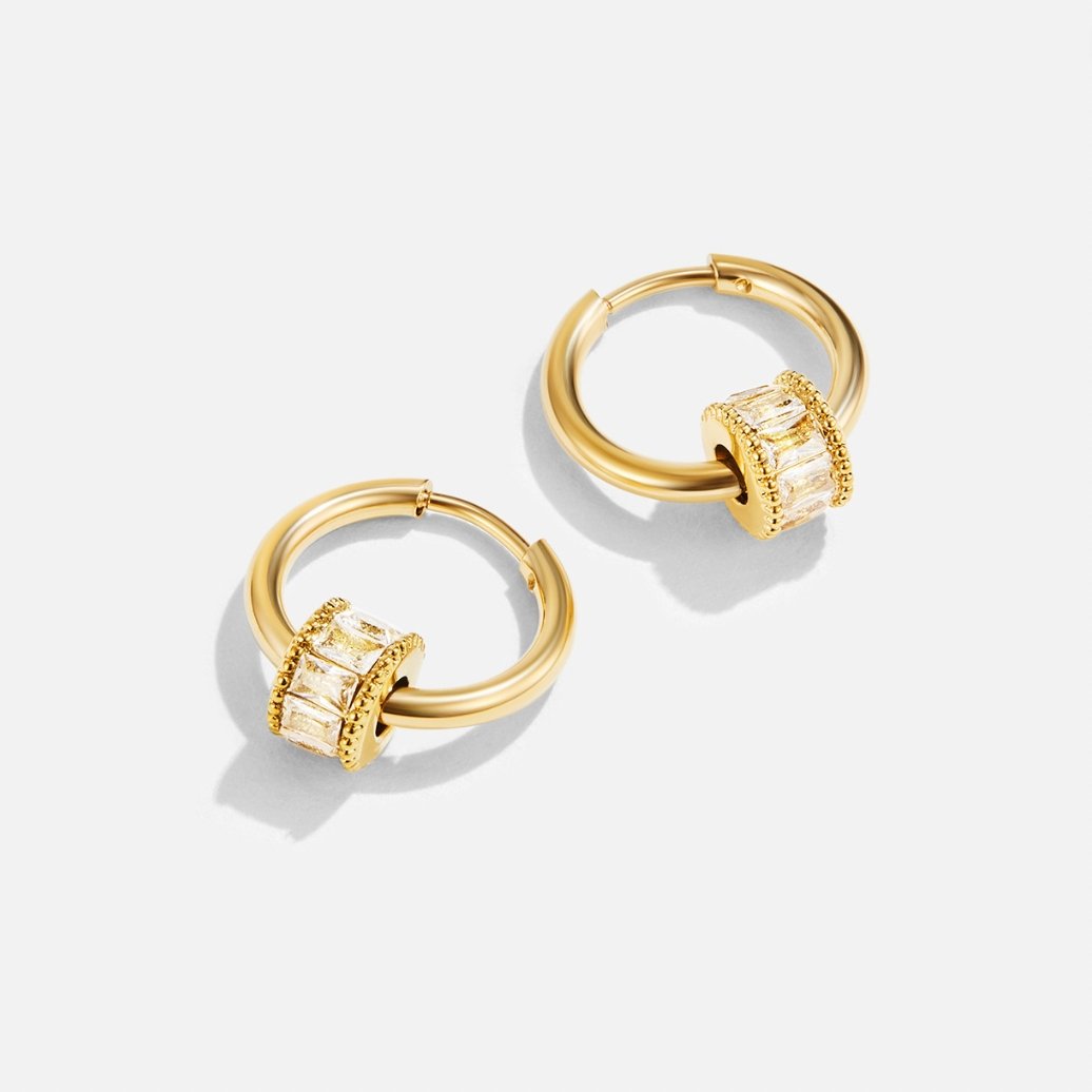 Gigi Crystal 18K Gold Hoop Earrings