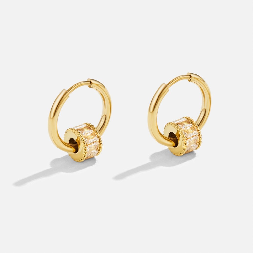 Gigi Crystal 18K Gold Hoop Earrings