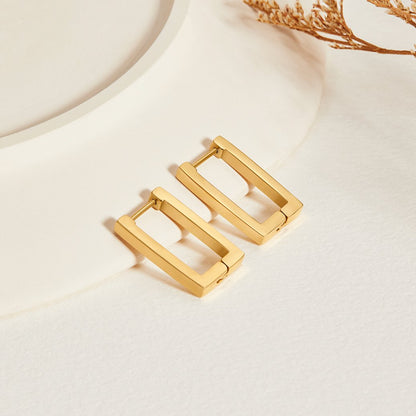 Gold Rectangle Hoop Earrings