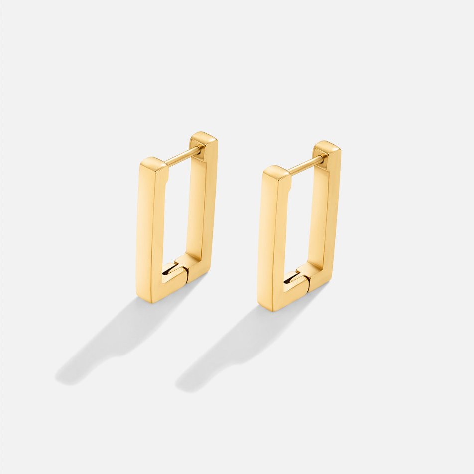 Gold Rectangle Hoop Earrings