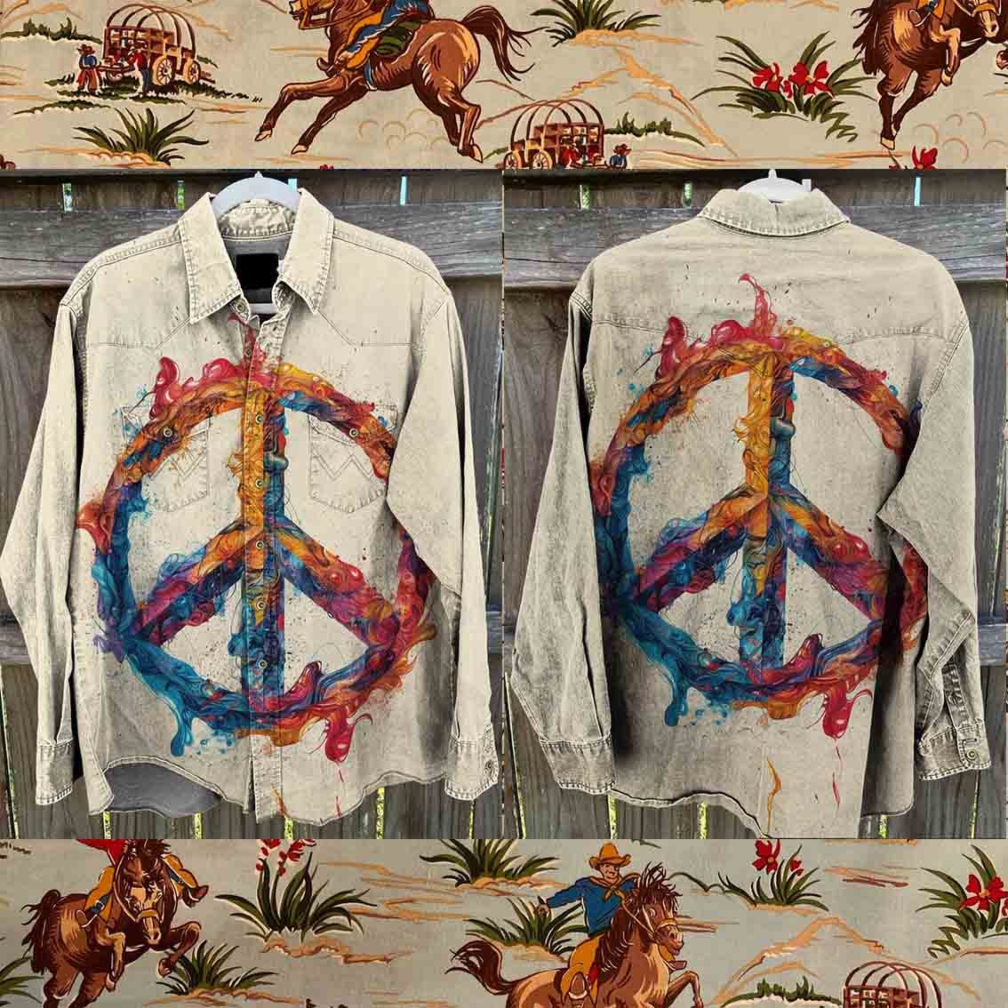 Vintage Hippie Print Casual Shirt