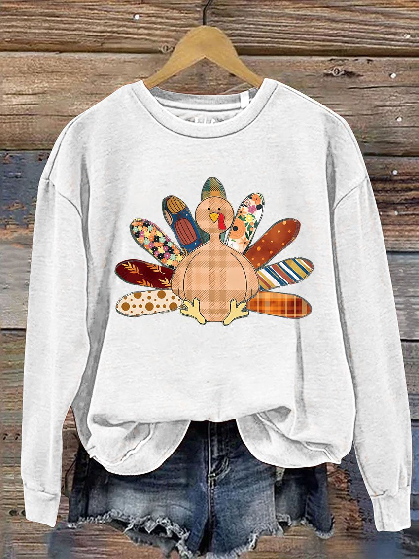 Patchwork Turkey Fall Casual  Sweatshirt