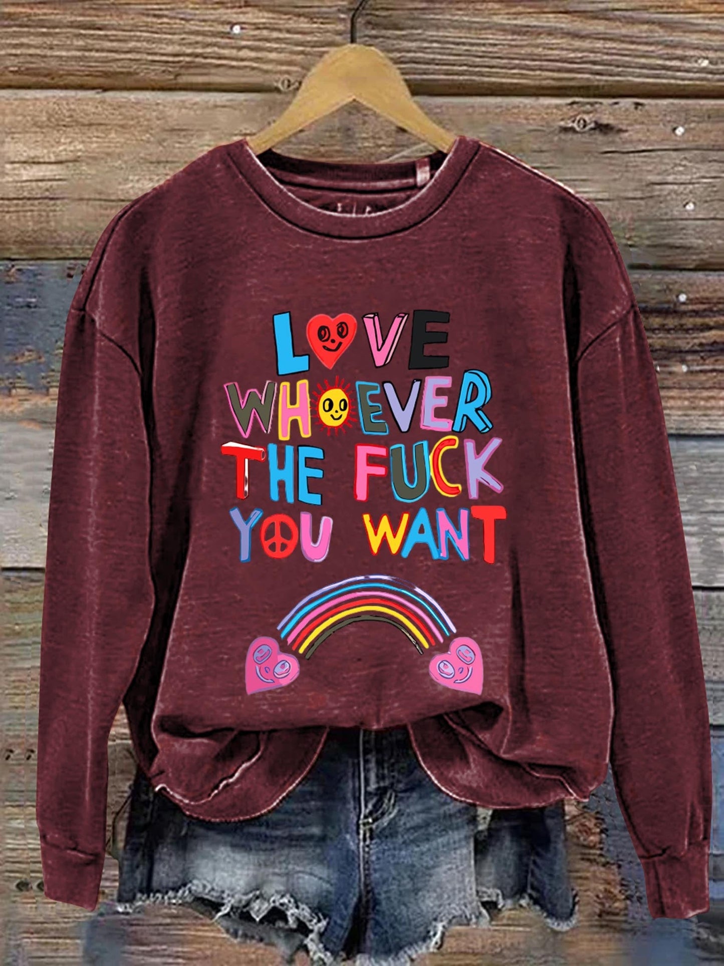 Love Whoever The Fuck You Want Peace And Love Art Print Casual  Sweatshirt