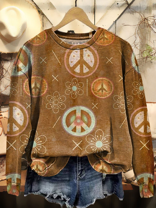 Women's Hippie Art Print Casual Sweatshirt