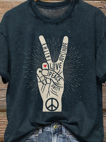 Peace Love Hippie Art Pattern Print T-shirt