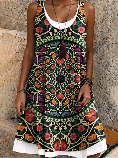 Women's Retro Hippie Paisley Pattern Art Print Dress