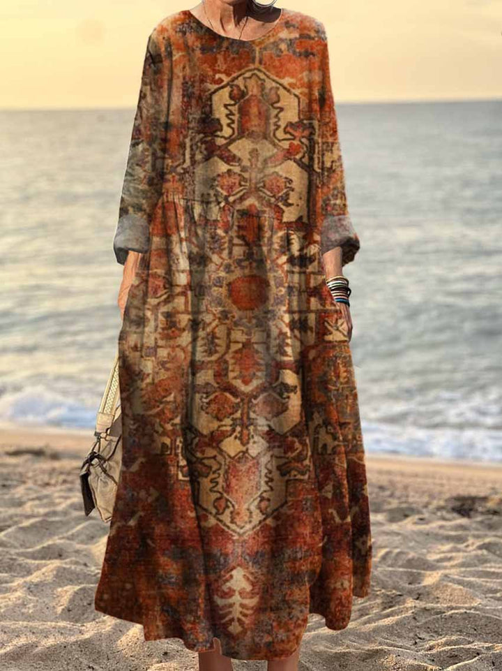 Retro Totem Print Stitching Women'S Dress main image 1