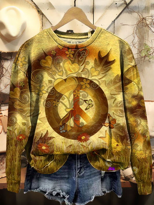 Women's Hippie Art Print Casual Sweatshirt