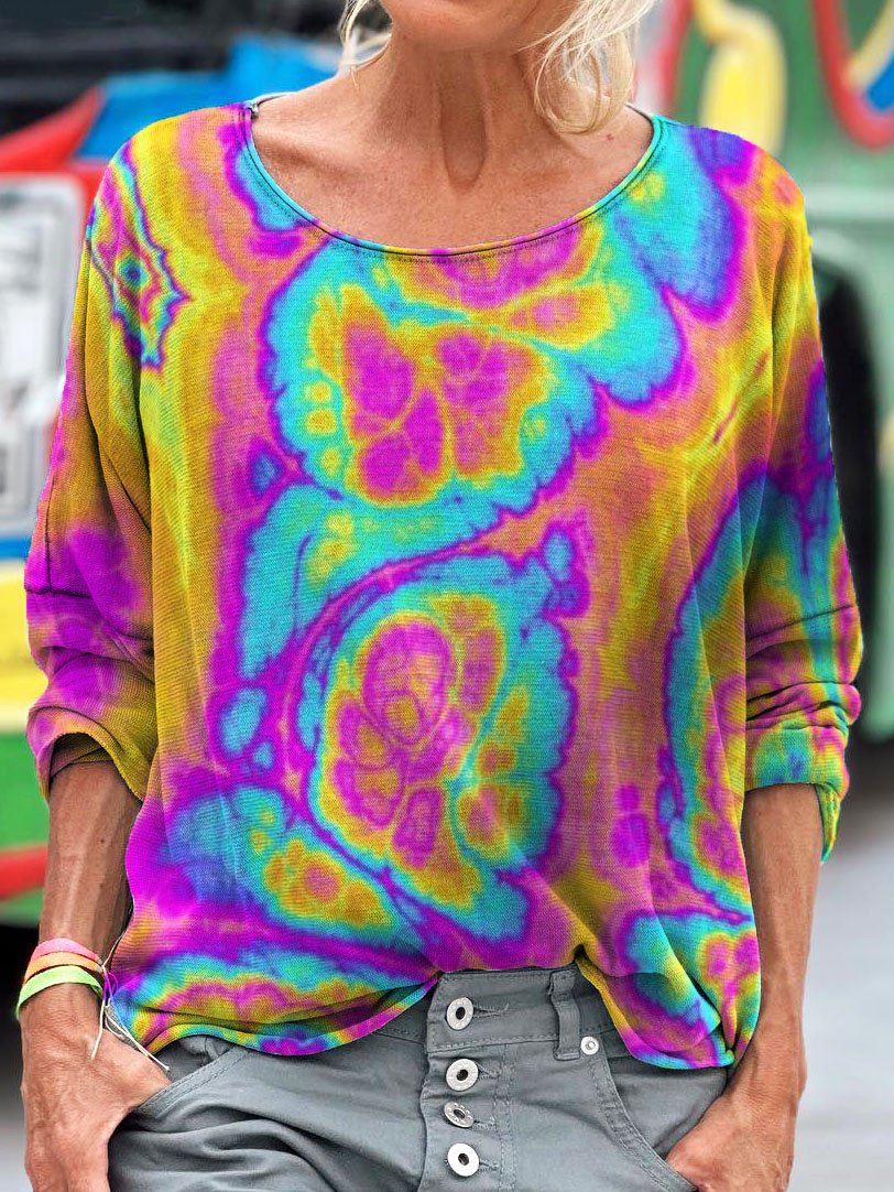 Psychedelic Thermal Image Print Long Sleeve