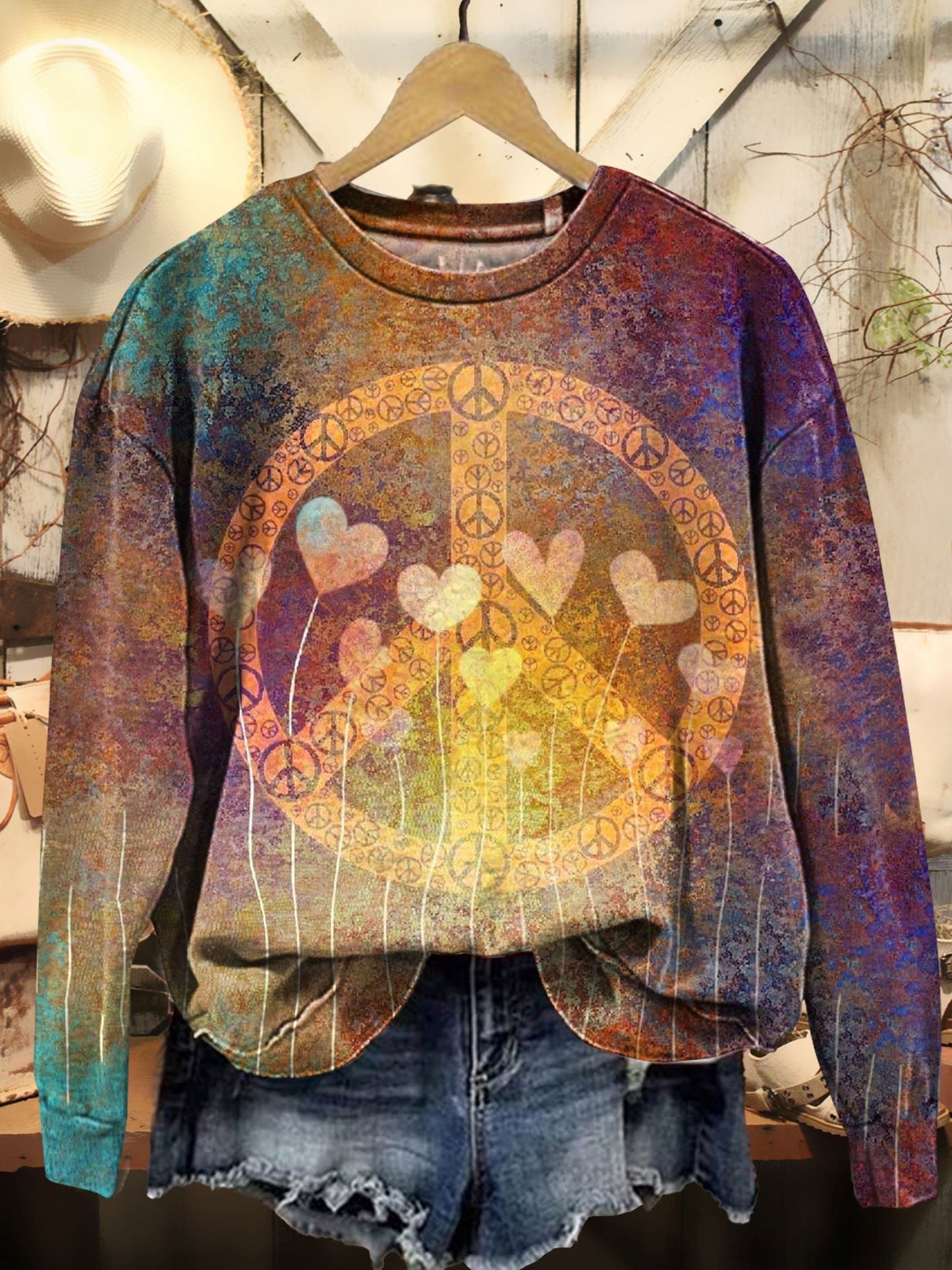 Women's Hippie Art Print Casual Sweatshirt