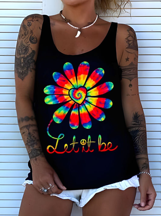 Let It Be Daisy Tie Dye Hippie Tank Top