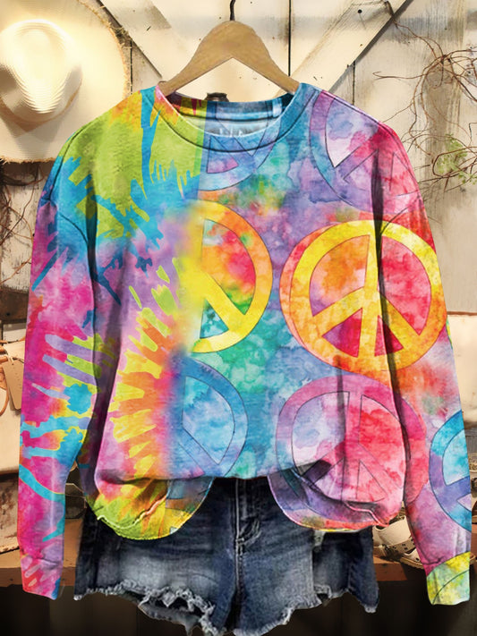 Watercolors Flowers Hippie Pattern Print Casual Sweatshirt