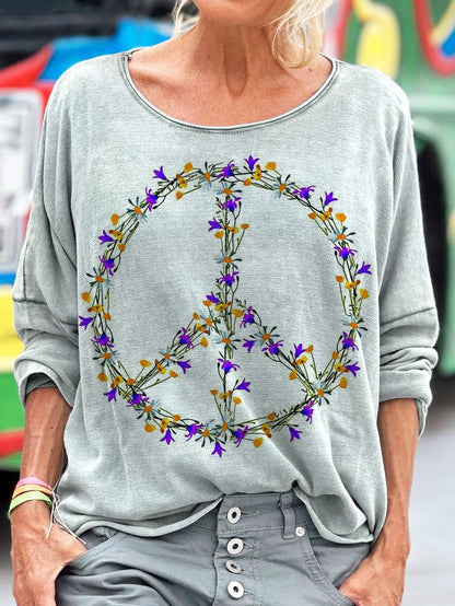 Floral Peace Print Long Sleeve