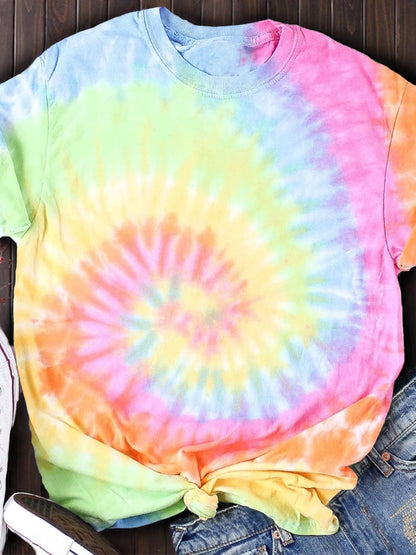 Colorful Tie Dye Hippie Print T-shirt