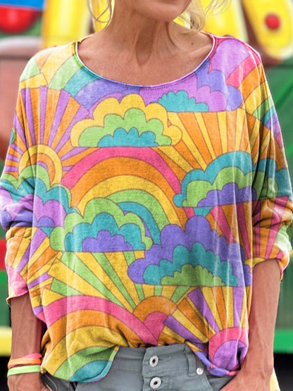 Women's Colorful Hippie Print T-shirt