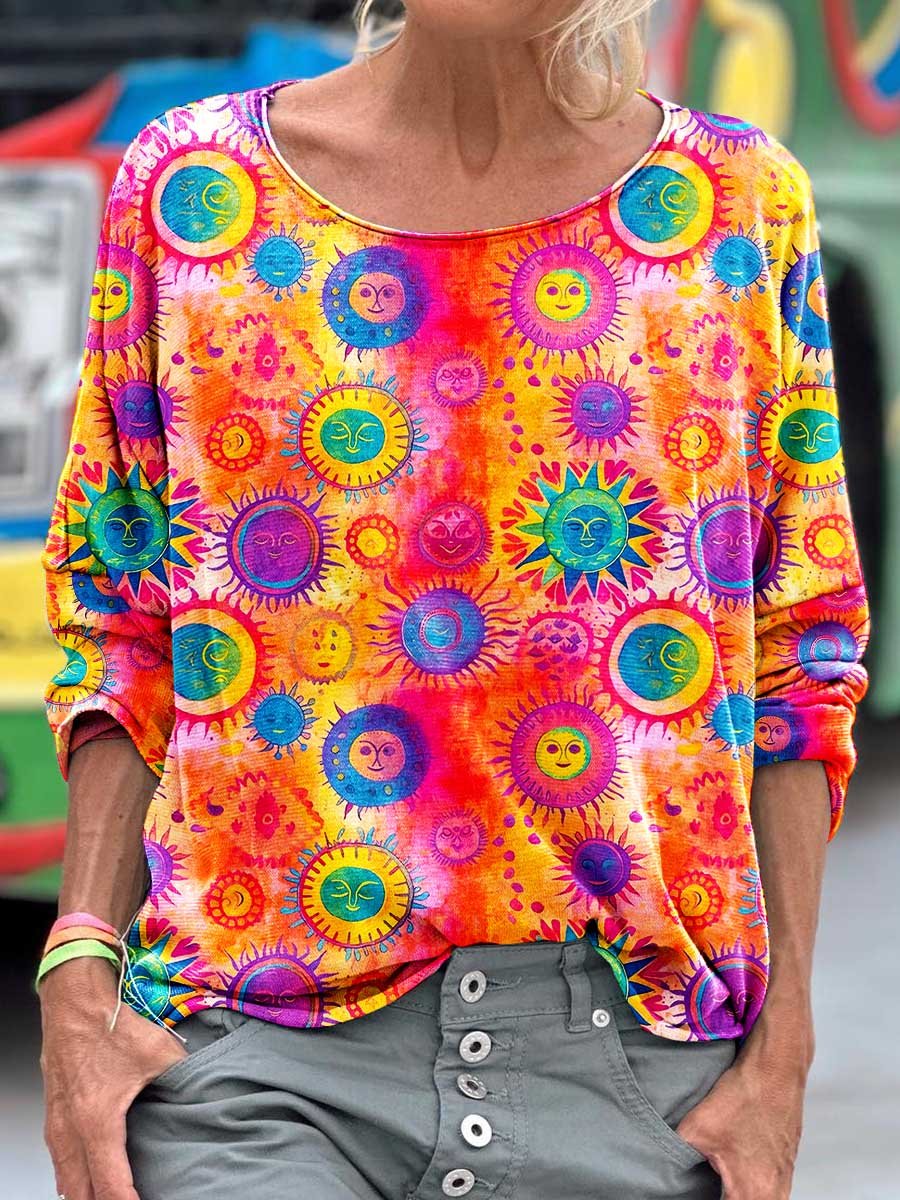 Women's Hippie Psychedelic Print Art T-shirt