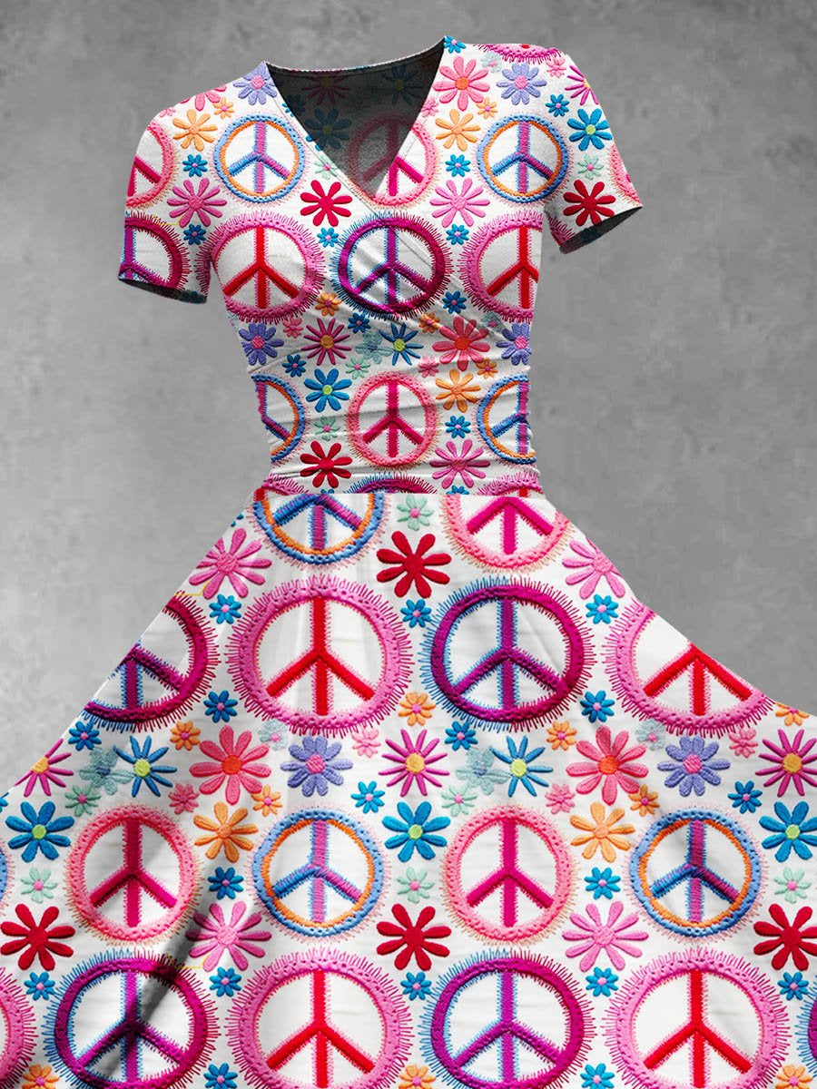 Women's Peace And Love Art Print Maxi Dress