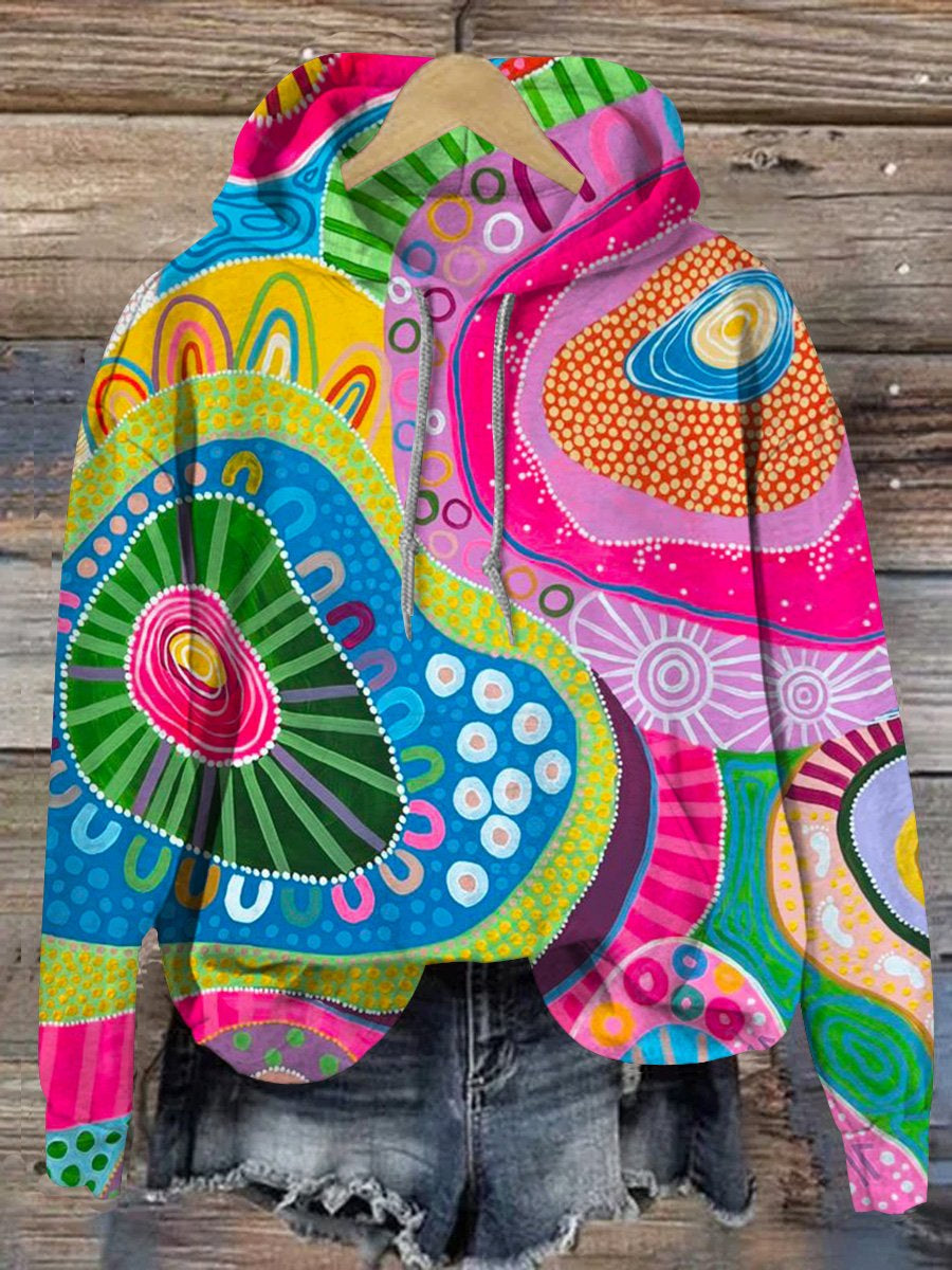 Colorful Hippie Print Casual Hoodie Sweatshirt