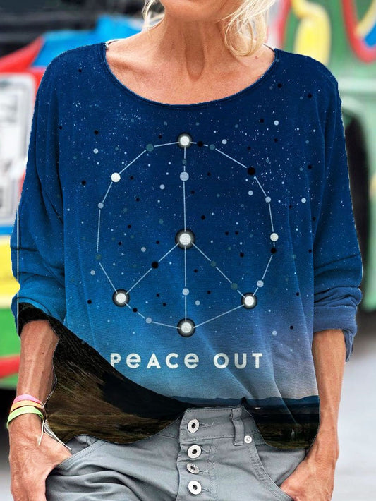 Peace Out Starry Sky Print Long Sleeve