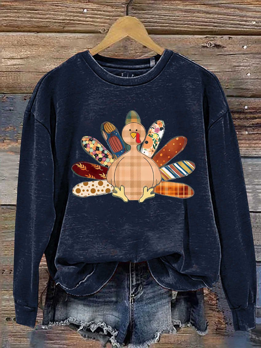 Patchwork Turkey Fall Casual  Sweatshirt