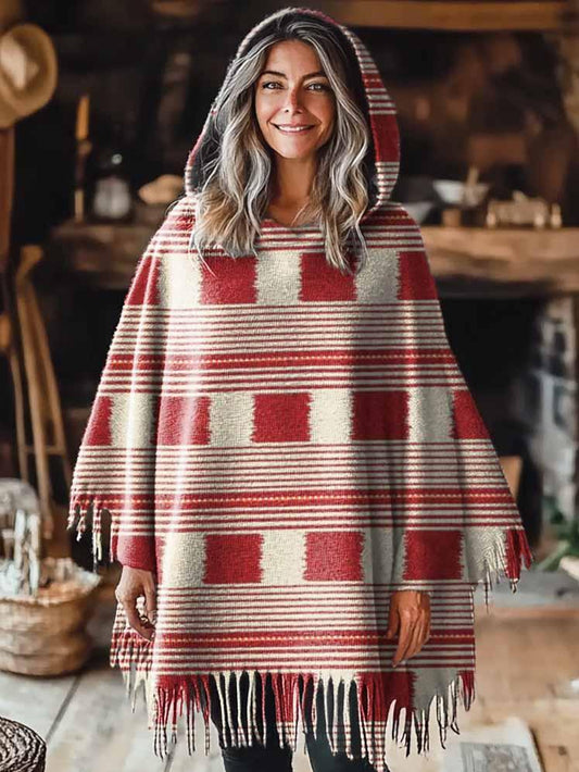 Women's Christmas Holiday Gifts Knitted Blanket Poncho Hood Cape