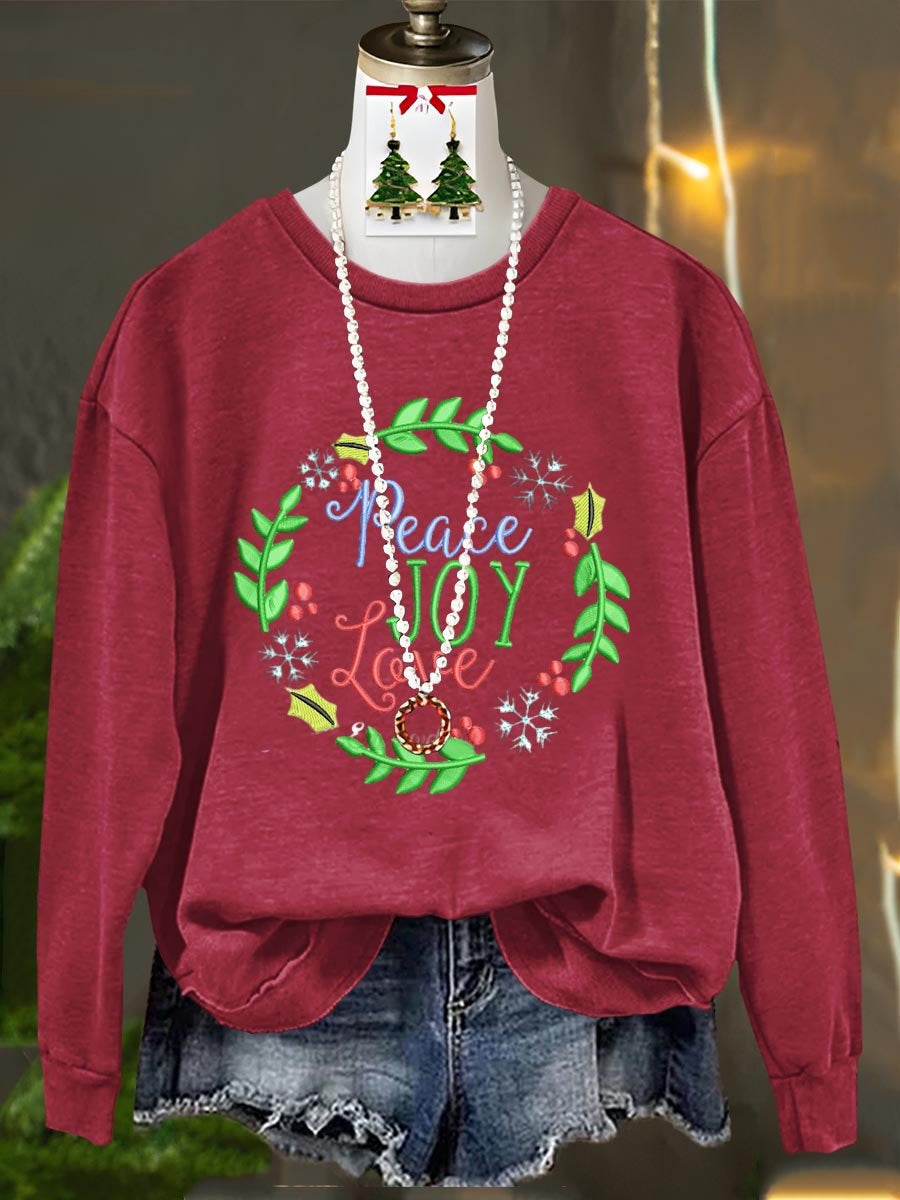 Peace And Love Joy Merry Christmas Art Print Casual Sweatshirt