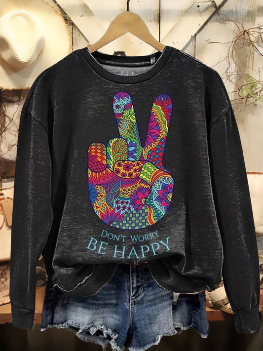 Women's Hippie Art Print Casual Sweatshirt