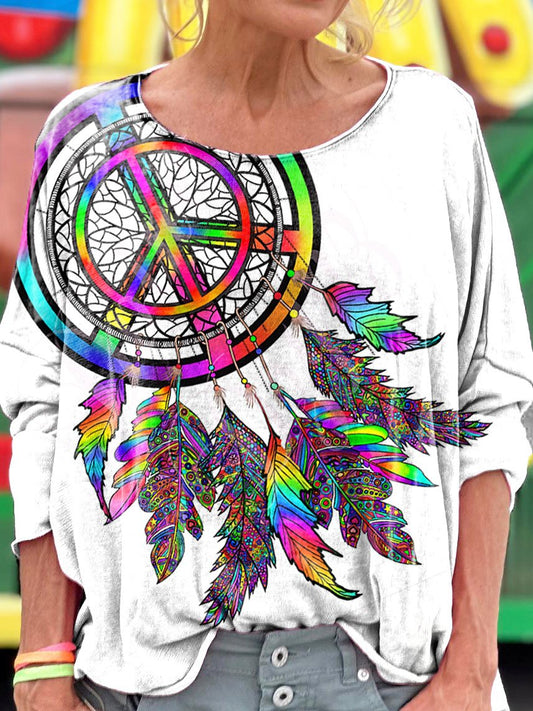 Colorful Peace Wind Chimes Print Long Sleeve